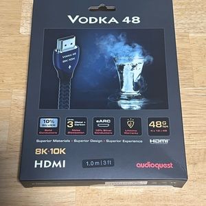 (NEW)Audioquest VODKA 48 HDMI Cable,10K Ultra HD Video,48Gbps,10%Silver 1M(3ft)
